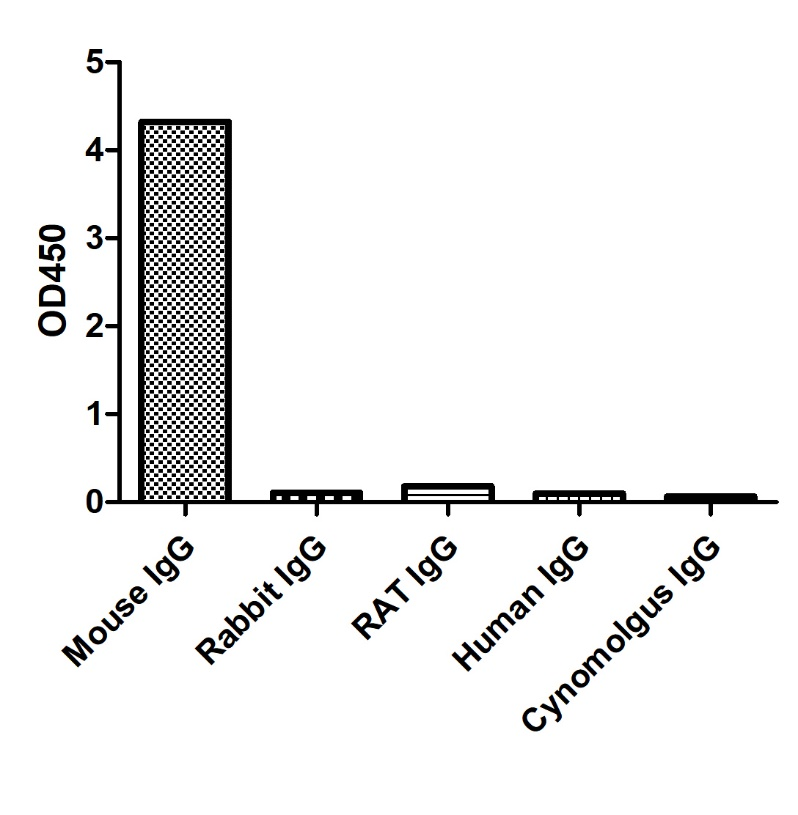ELISA of specificity for different species of IgG-Anti-Mouse IgG3(Fcγ Fragment specific), AlpHcAbs® Goat antibody  
